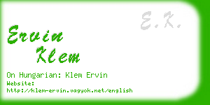 ervin klem business card